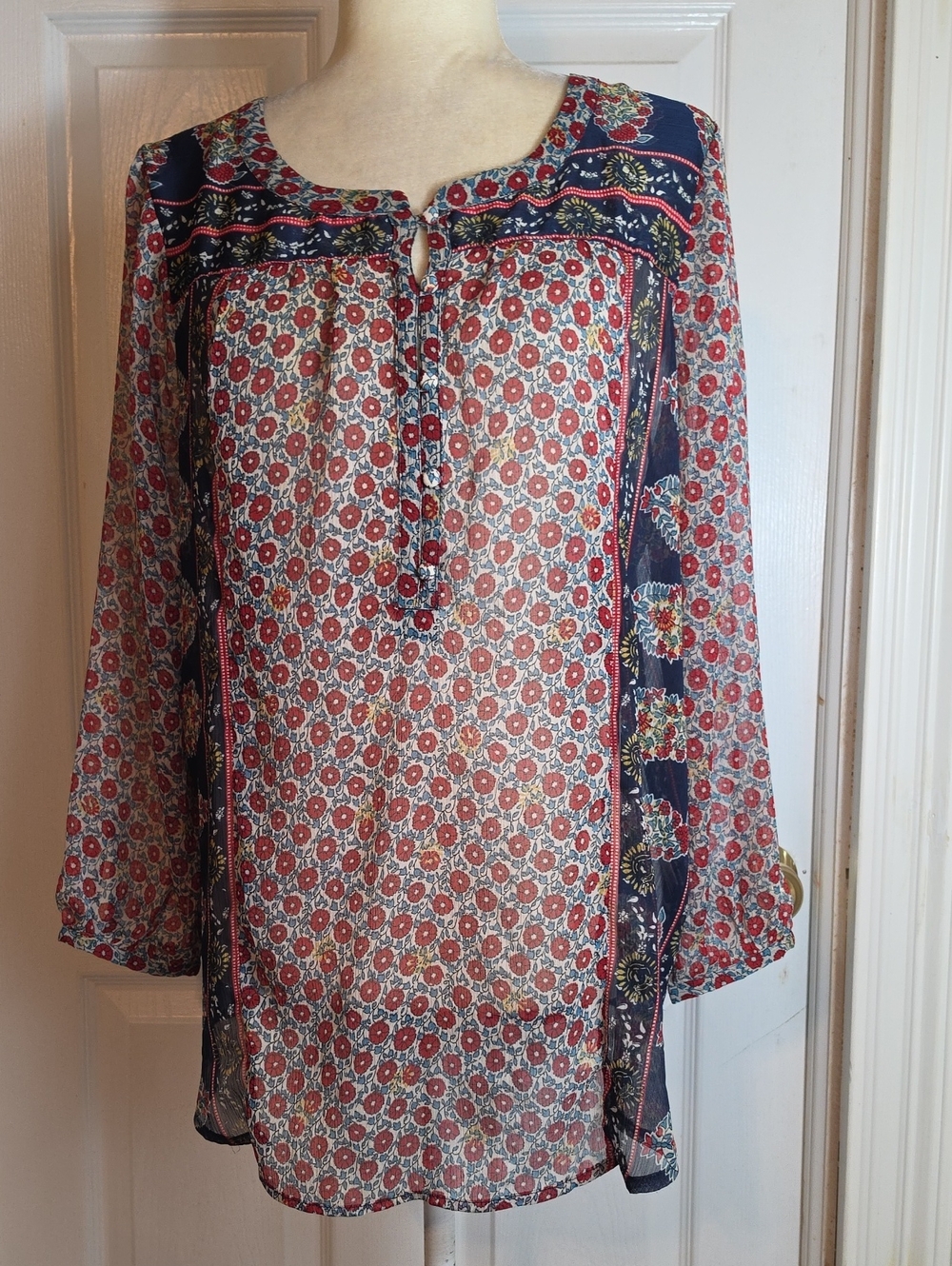 Lucky Brand Mixed Prints Blouse